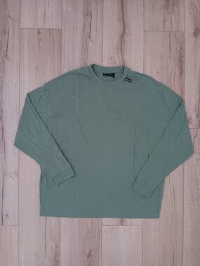 ASOS Design Men M Long Sleeve T-Shirt Organic Cotton Sage Green Drop Shoulder